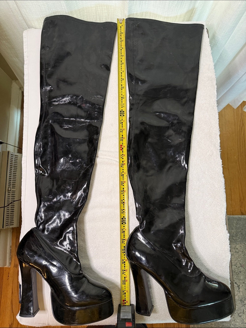 Ellie Black Patent Over-the-Knee Platform Boots